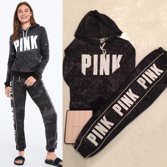 victoria's secret pink rhinestone hoodie